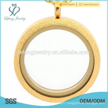 Factory wholesale 30mm round yellow gold pendants locket, matte color glass floating pendants hot sale